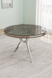 Hanah Home Mesa de Comedor Antracita y Cromo